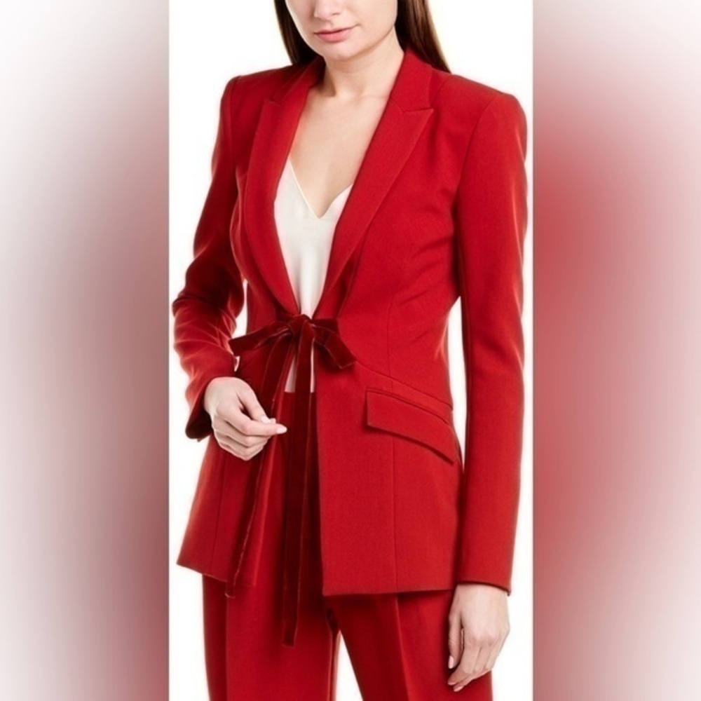 Prabal Gurung Shal Vested Jacket Autumn/winter 2019 Ruby red size 12 EUC